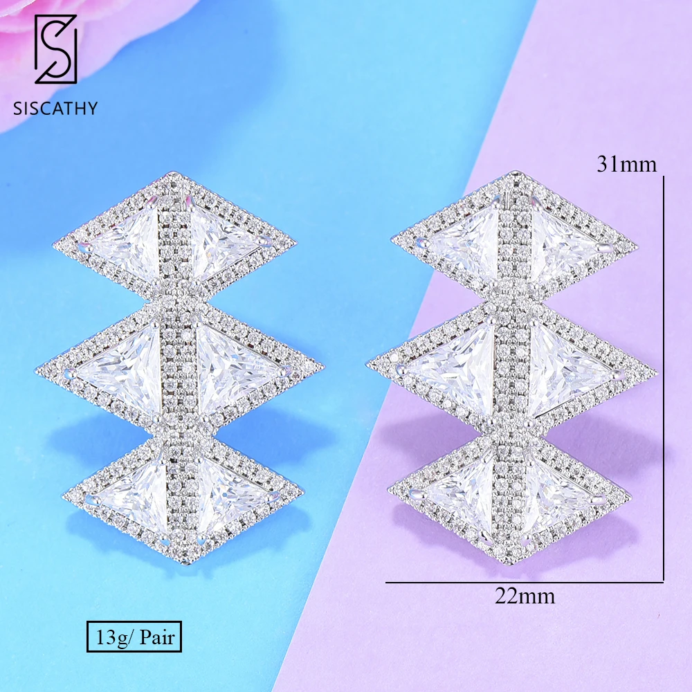 

23*31mm Geometric Earrings Fashion Jewelry Statement Cubic Zirconia Stud Women Earrings Cubic Zirconia Party Occasion Jewelry