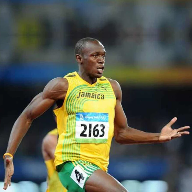 Смогите самостоятельно настраиваемый Usain болт Badiace человек быстро бегущий раздельный кусок скоростной костюм Профессиональный Спортивный Трек поле Singlet