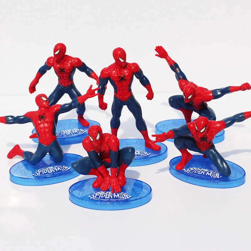 6 Pcs Models Spider-Man Hands Office Decoration Dolls Cartoon Animation Children's Toys Christmas Gifts For Friends Children | Игрушки и