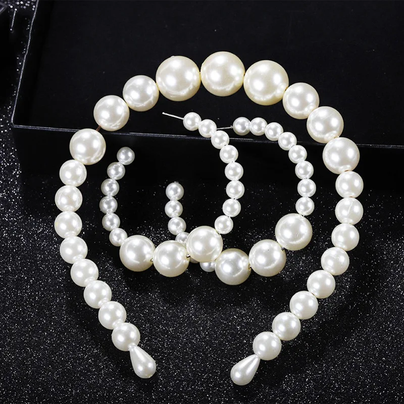 LEADERBEADS женские летние модные большие белые жемчужные повязки для волос девушек