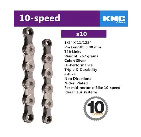 X10 KMC MTB цепь для дорожного велосипеда X8 X9 X9sl X10 X10sl X11SL для детей 8, 9, 10, 11, S Скорость 116L серебряная с золотом цепь светильник гоночные велосипедные аксессуары - Цвет: X10