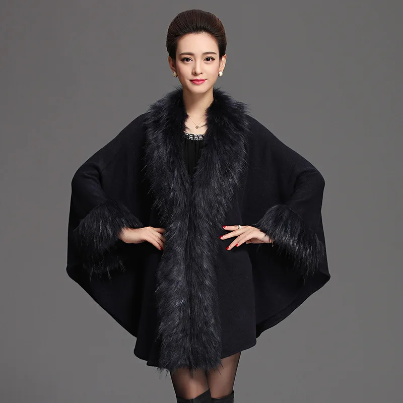 Осень-зима 2017 искусственный мех женские накидки и пончо длинное меховое пальто