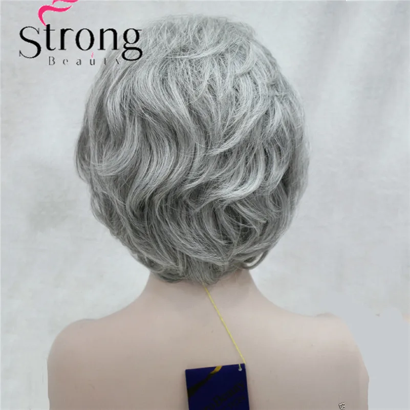 StrongBeauty короткий слоистый серебристо-серый Ombre полный синтетический парик женские парики выбор цвета - Цвет: 51