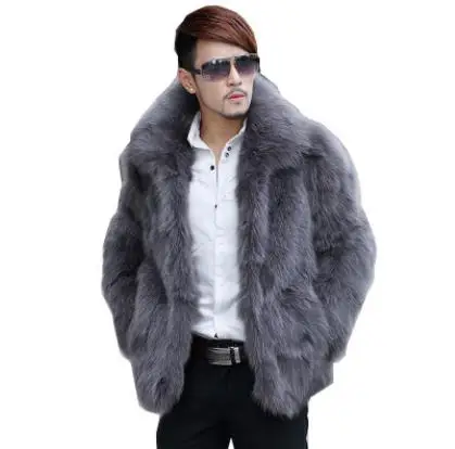 S/6XL новая мужская куртка из меха лисы Сезон осень зима обувь на теплом меху
