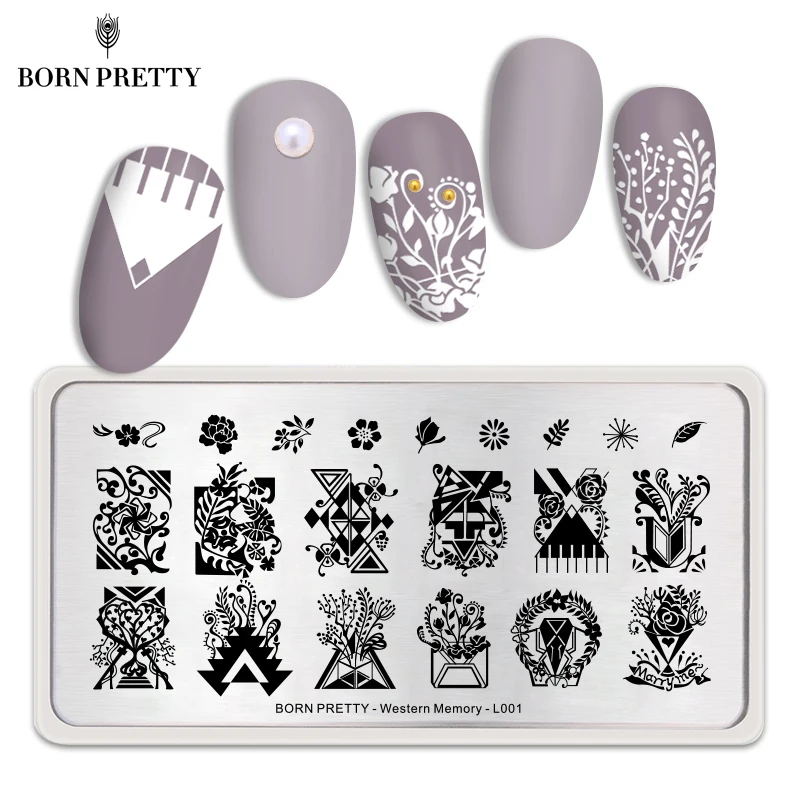 BORN PRETTY ногтей штамповки пластины Западная память тема изображения смешанный шаблон дизайн из нержавеющей стали прямоугольник ногтей штамп шаблон