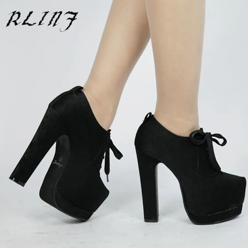 RLINF/Новинка 2018 года Осенняя обувь на очень высоком каблуке ботинки толстом 14 см