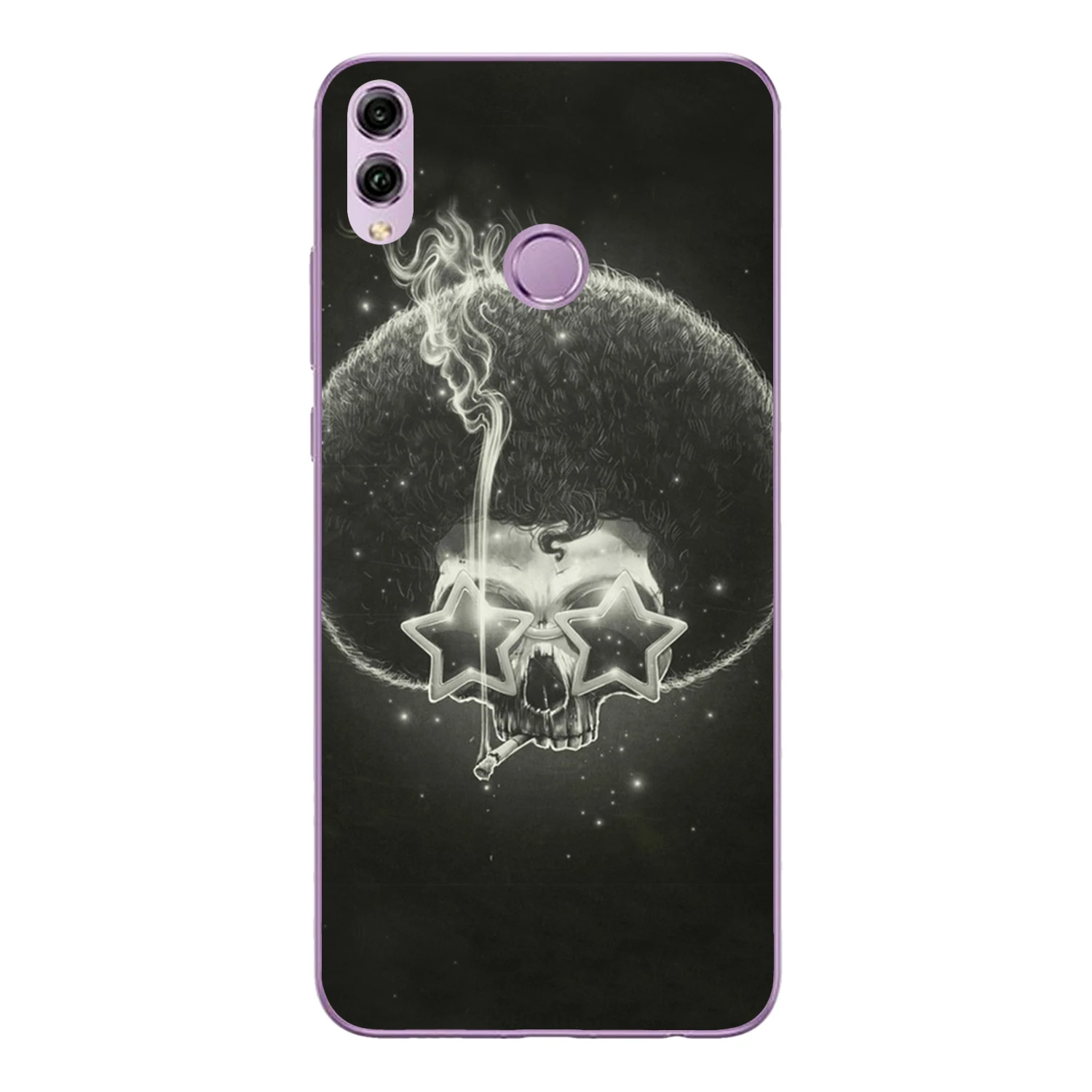 For Huawei Honor 8X Case Cover 6.5&quot Soft TPU Silicone Cool Smoking Glasses Rose Flower Skull Phone Shell Coque |