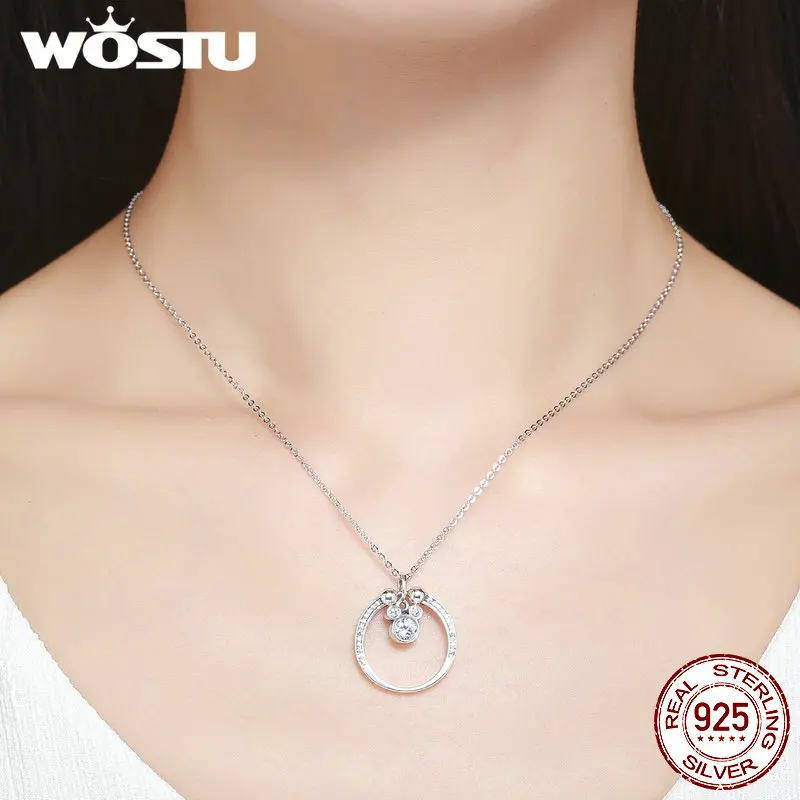 WOSTU Настоящее серебро 925 пробы милое ослепительное кольцо на палец с мышкой и