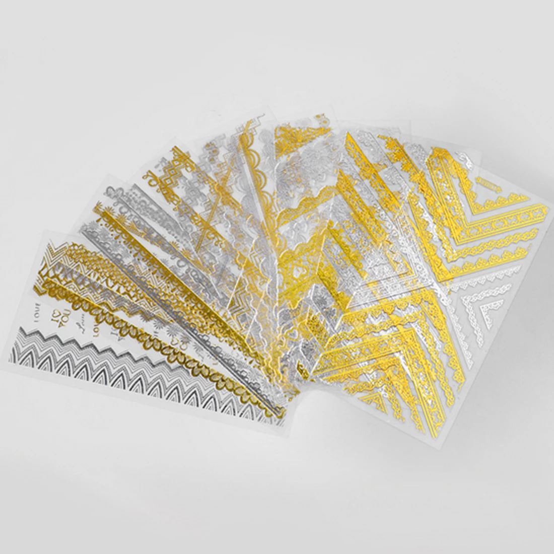 Металлическая полоса 3D наклейка для ногтей Золото и серебро многоразмерные