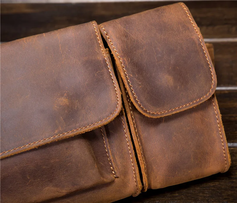 Man Genuine Leather Waist Bag Fanny Belt Packs Phone Pouch Travel Waist Hip Pack Belt Bum Leg Hip Packs for Men