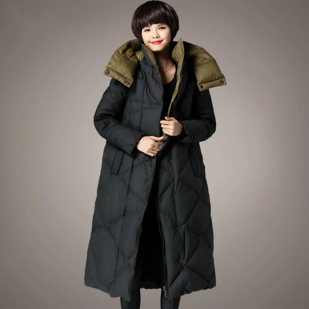 Женская Длинная зимняя куртка на утином пуху Размеры M ~ 5XL | одежда