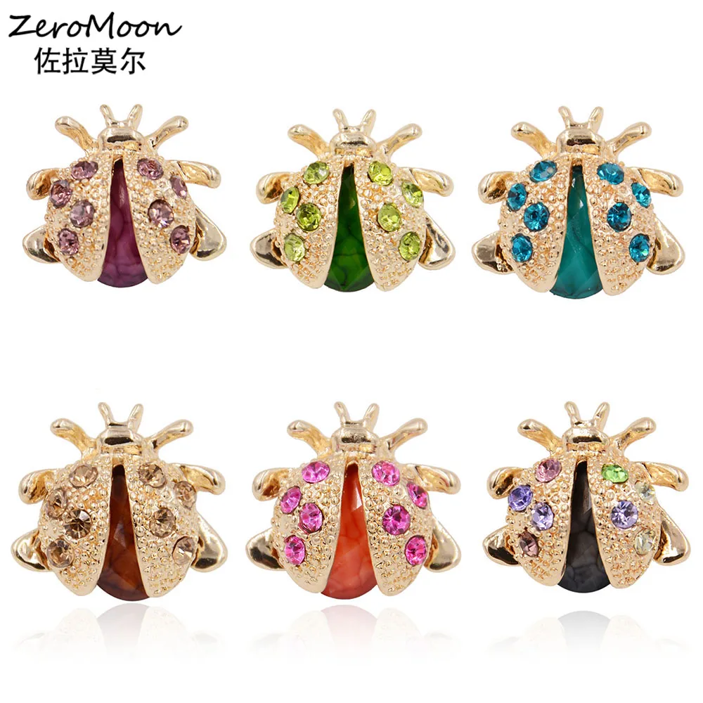 Adorable Crystal Rhinestone Ladybug Brooch Small Insect Metal Pin Unisex Garment Fashion Jewelry Accessory | Украшения и