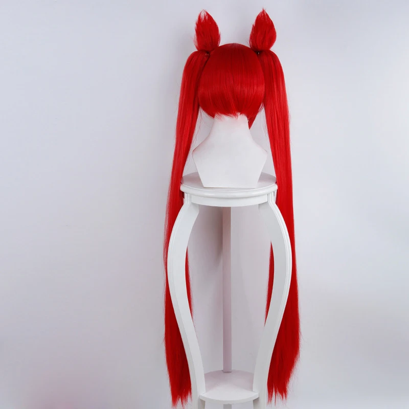 

LOL Jinx 100cm Magic Girl Long Straight Ponytail for Women Female Cosplay Wigs High Quality Synthetic Wig Red Halloween Party