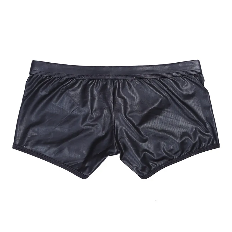 FEESHOW сексуальное мужское нижнее белье Искусственные кожаные боксёры шорты