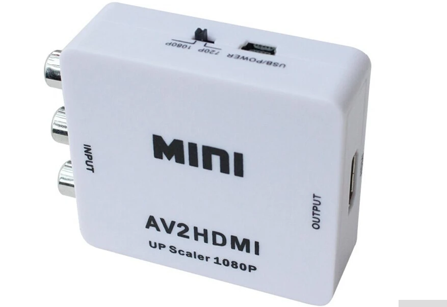 RCA к HDMI AV 1080P AV2HDMI Мини конвертеру сигнала конвертер для ТВ VHS видеомагнитофон DVD