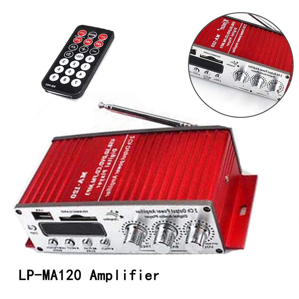 Стерео подключение LP MA120 усилитель светодиодный Hi Fi Remote Управление красный RCA