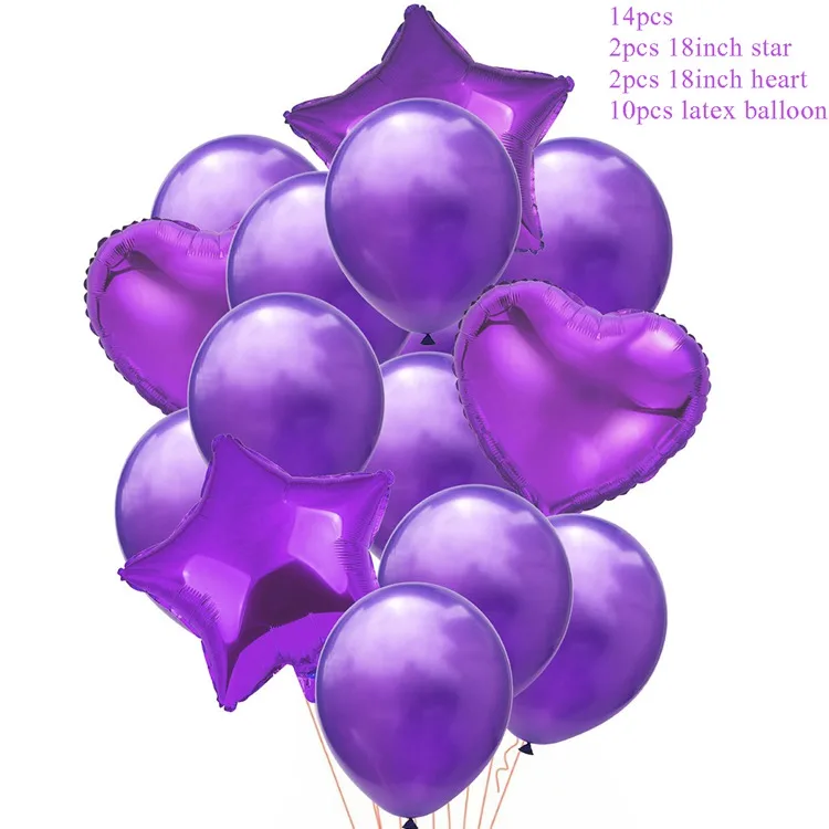 Purple LAPHIL 14ppcs голубые розовые латексные воздушные шары для свадьбы вечеринки баллон Декоративный Надувной Мяч Гелиевый шар на день рождения - Цвет: Purple