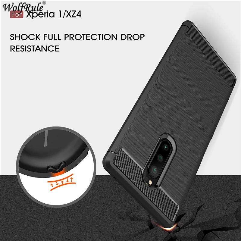 

Wolfrule For Cover Sony Xperia 1 Case Xperia 1 Silicone Rubber Bumper Back Case Carbon Fiber Phone Cover For Sony Xperia 1 Cover