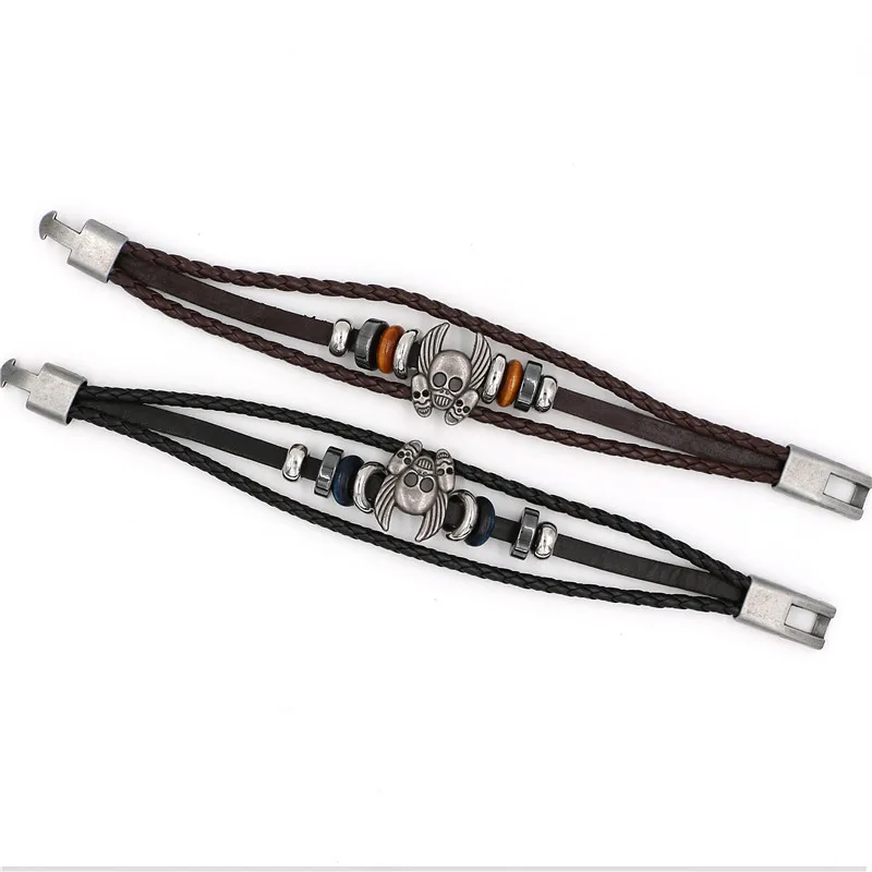 YIZIZAI черепа кожаный браслет Для мужчин женщин Pulseira Masculina Bileklik Femme Pulseiras Homme Шарм