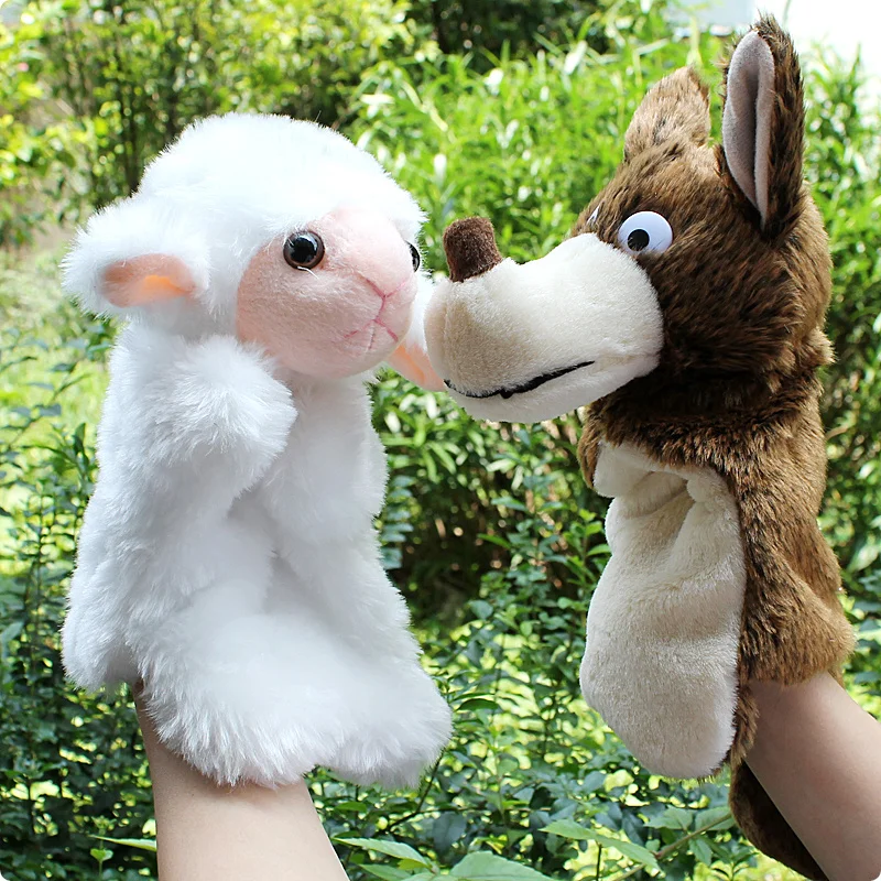

27CM puppet sheep wolf Set mother telling story good helper Large animal hand puppet doll toys for baby kids