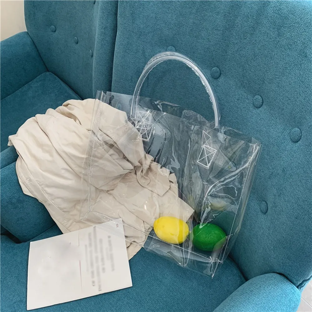 Сумка-тоут через плечо модная женская уличная прозрачная вместительная сумка