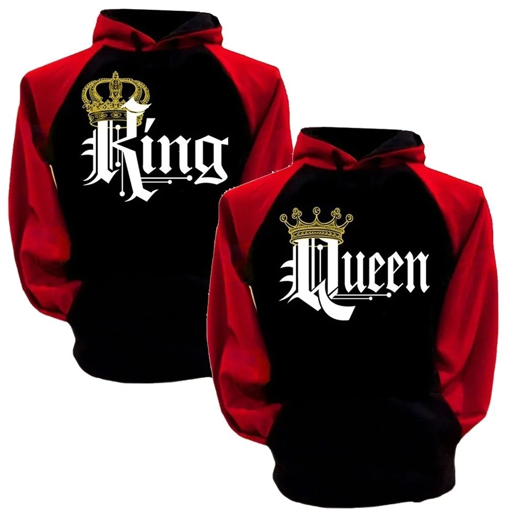 Длинная одежда с принтом короны, новая одежда с капюшоном и надписью «King queen»