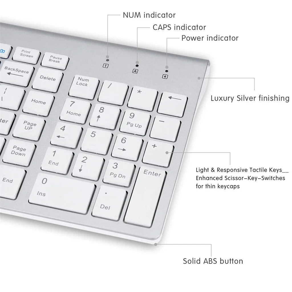 Мини ультра-тонкая Бесшумная Мышь 2 4 ГГц USB беспроводная клавиатура бесшумная