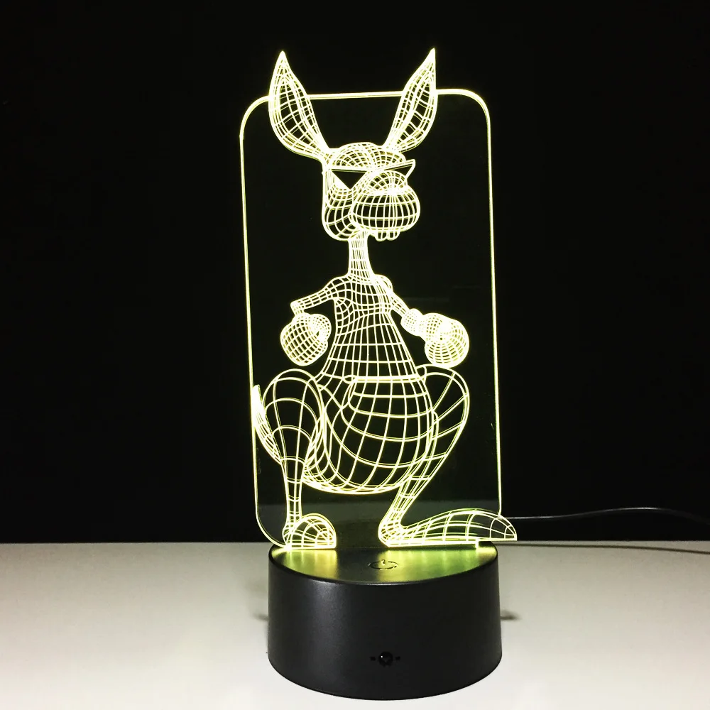 Кенгуру 3d свет Валентина подарок на день рождения Led Настольная лампа Powerbank Новинка Luminaria Led Usb 7 цветов изменить настольная лампа
