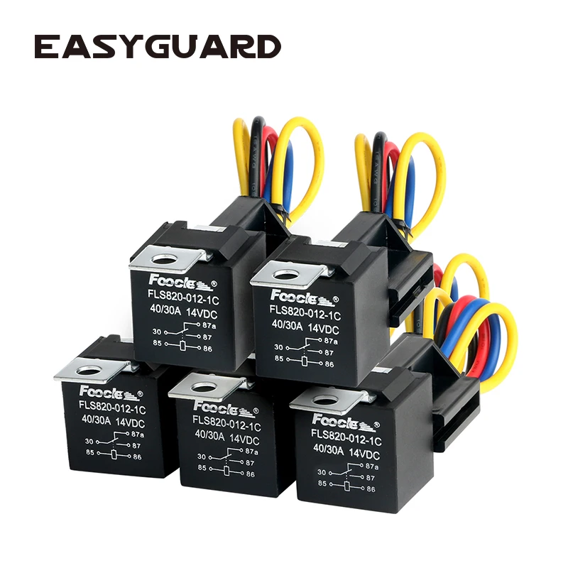 EASYGUARD SPDT автомобильное реле с гнездами DC12V 30/40 AMP 5 контактный ⑤ упак. cr5p 5|Охранная