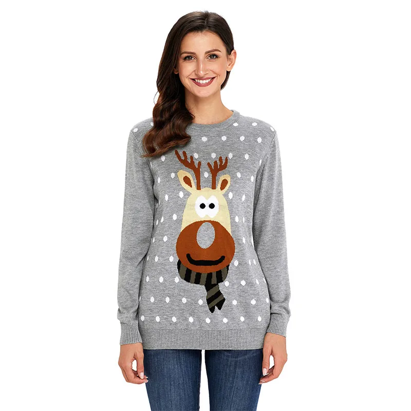SUNNOW новый женский свитер Дамский принт свитера Рождественский теплый джемпер