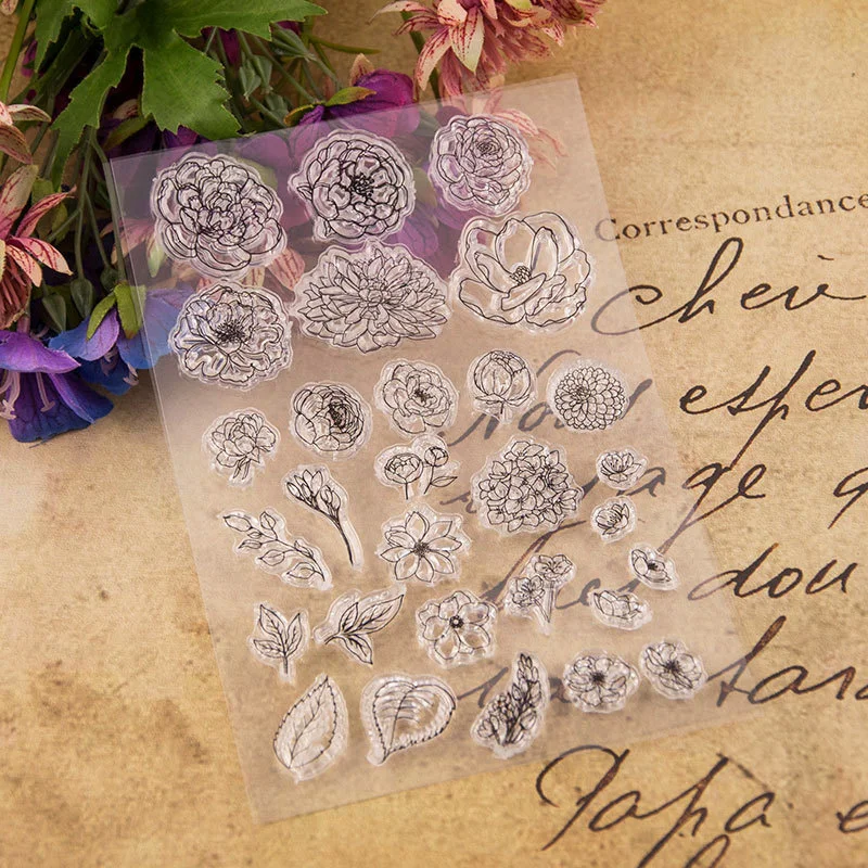 WYSE Clear Stamps Rose Flower Leaves Transparent Silicone Stamp for DIY Scrapbooking Wedding Valentine invitations Paper Card | Дом и сад