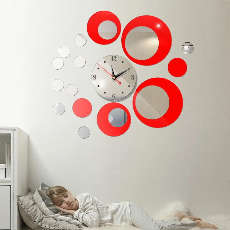 3D новый большой современный домашний DIY настенные часы с зеркальной поверхностью