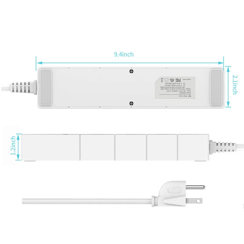 Умный удлинитель с 3 розетками переменного тока 2 USB порта розетки Wi Fi
