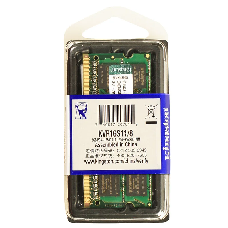 Память ОЗУ Kingston DDR3 4 ГБ 8 1600 МГц PC3-12800 без ECC CL11 SODIMM память для ноутбука KVR16S11/8