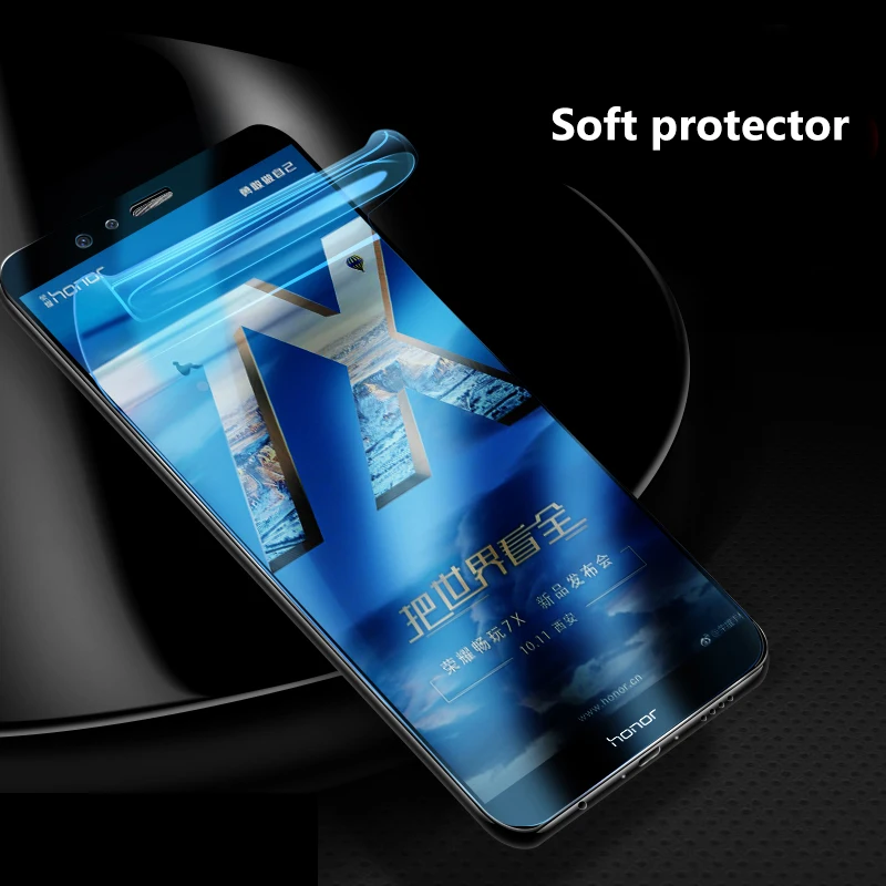 Изогнутая 3d пленка CHYI для HUAWEI Honor 7X Защитная с полным покрытием Гидрогелевая нано