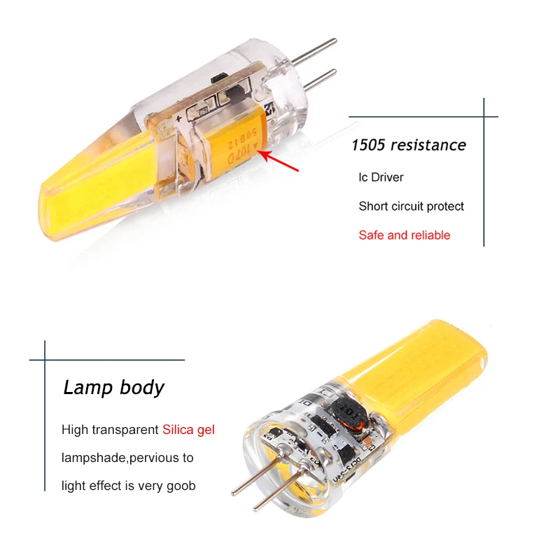 Светодиодная лампочка G4 COB 2508 1505 белый теплый прясветильник свет для шкафа