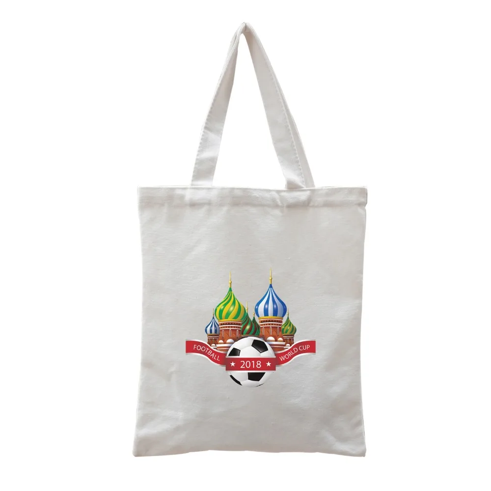 stylish woman 2018 Russia world cup souvenir canvas reusable shopping bag grocery women handbag shoulder | Багаж и сумки