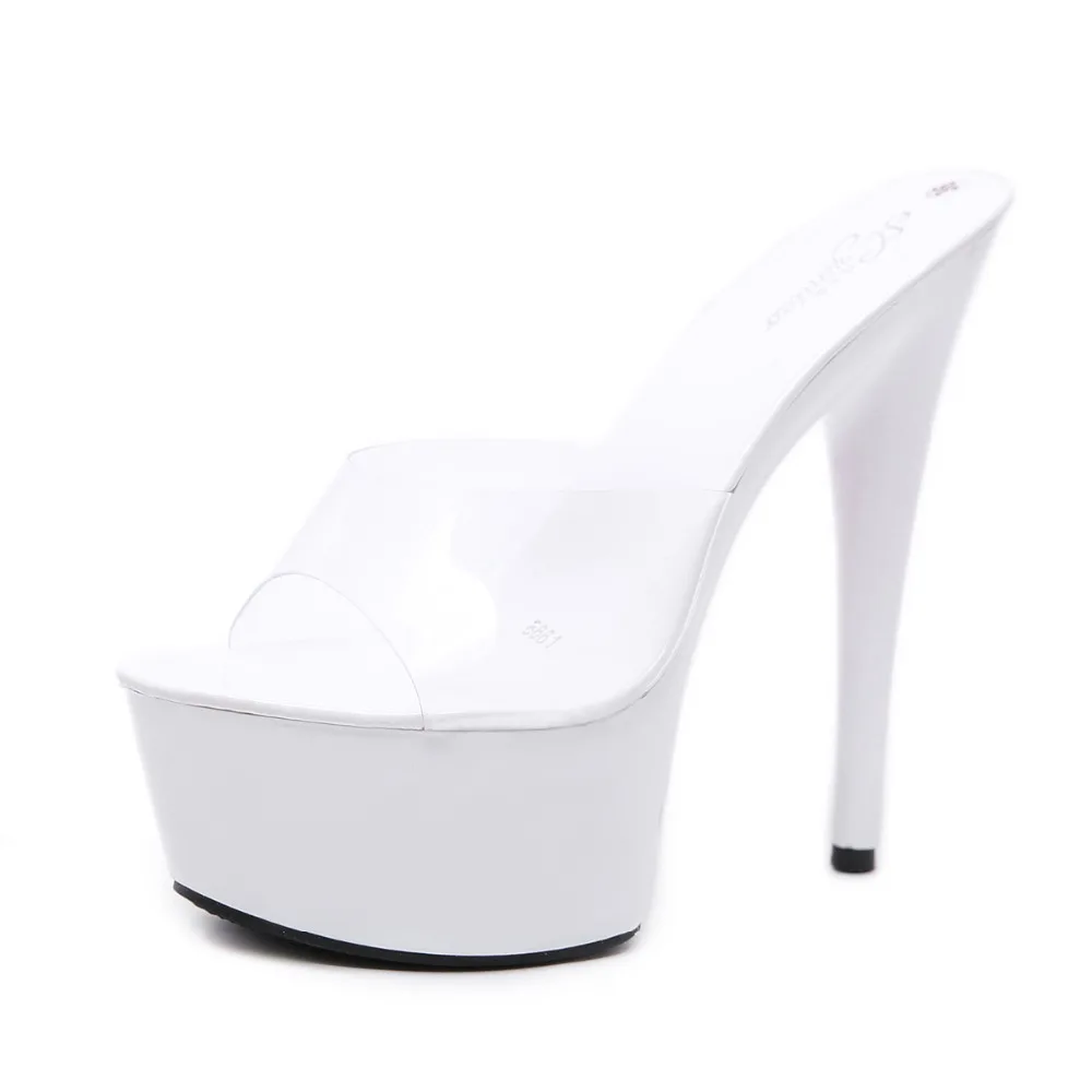 Новые женские тапочки на тонком каблуке 15 см с кристаллами летние