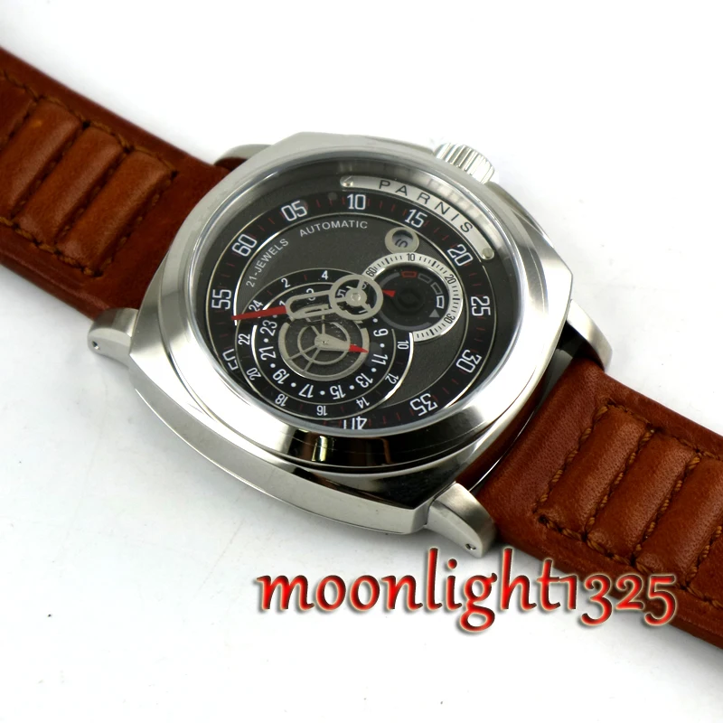 Мужские часы Modisch механические с сапфирами и черным циферблатом 44 мм|Мужские