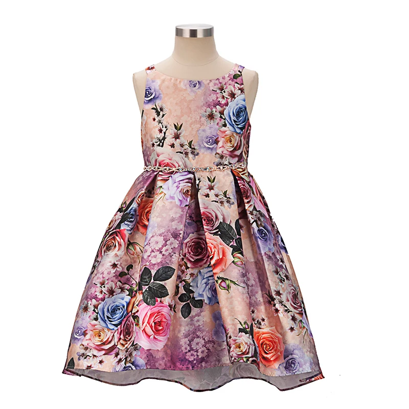 Yatheen Little Girls 2-6x Floral-Print Beading Hi-Low Dress Father Daughter Dancing Party Dresses | Детская одежда и обувь