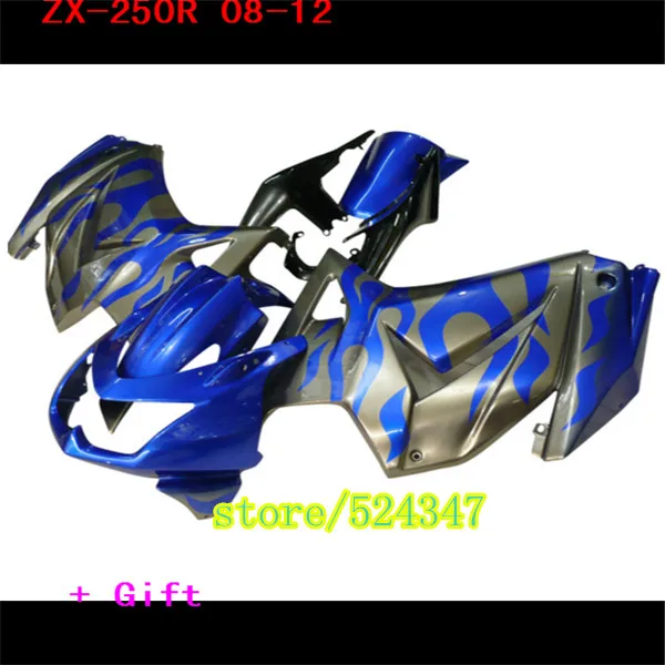 

Full Fairings For Kawasaki Ninja 250 08 09 10 11 12 EX250R EX-250R 2008 - 2012 ABS Injection Motorcycle Fairing Blue silver New