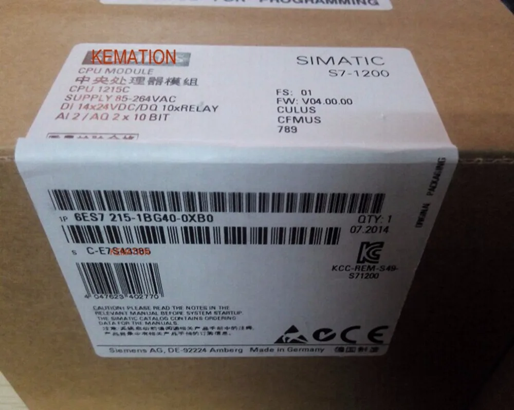 Оригинальный процессор Simatic 6ES7215 1BG40 0XB0 6ES7 215 компактный переменный/постоянный