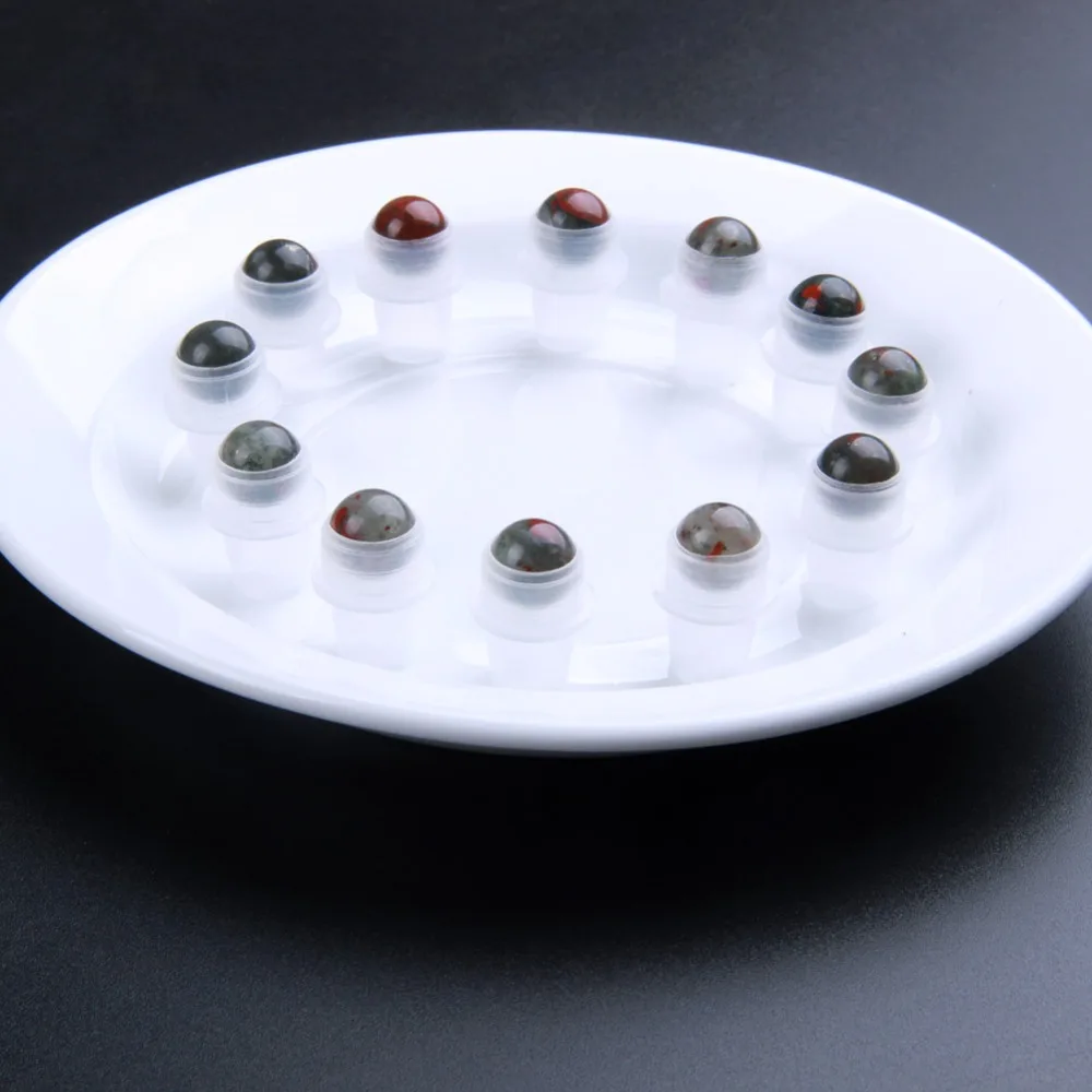 

10pcs Natural Bloodstone Stones for Essential Oil Perfume Bottle Refillable Gemstone Roller Balls Whosale Dropship