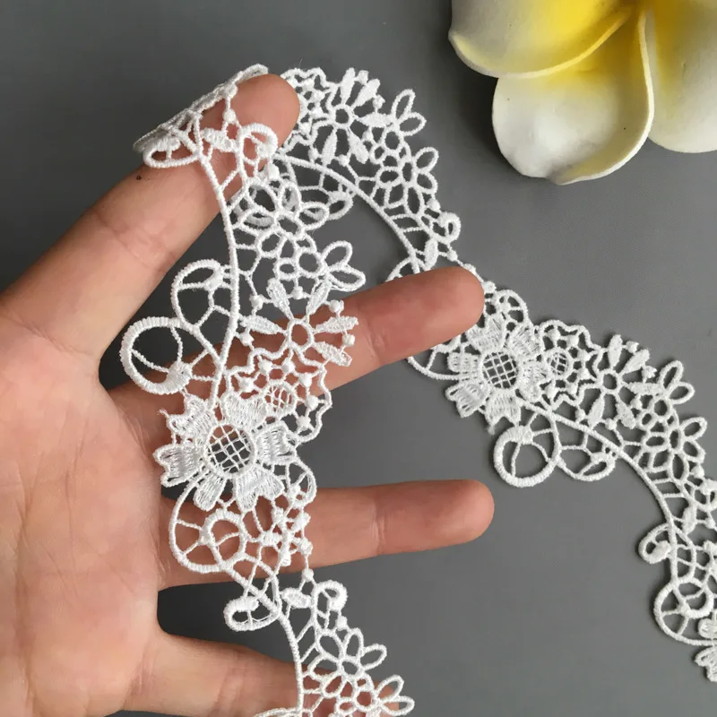 2 ярда Высококачественная Красивая Белая Бриллиантовая кружевная отделка 45 мм