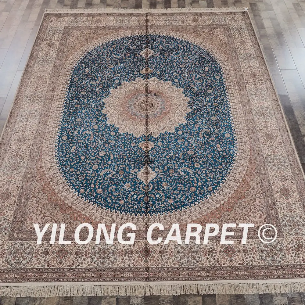 Kopen Yilong 9 'X 12' Handgemaakte Perzische Blauwe Prachtige Tapijten Grote Chinese Tapijt (LH169A9x12)