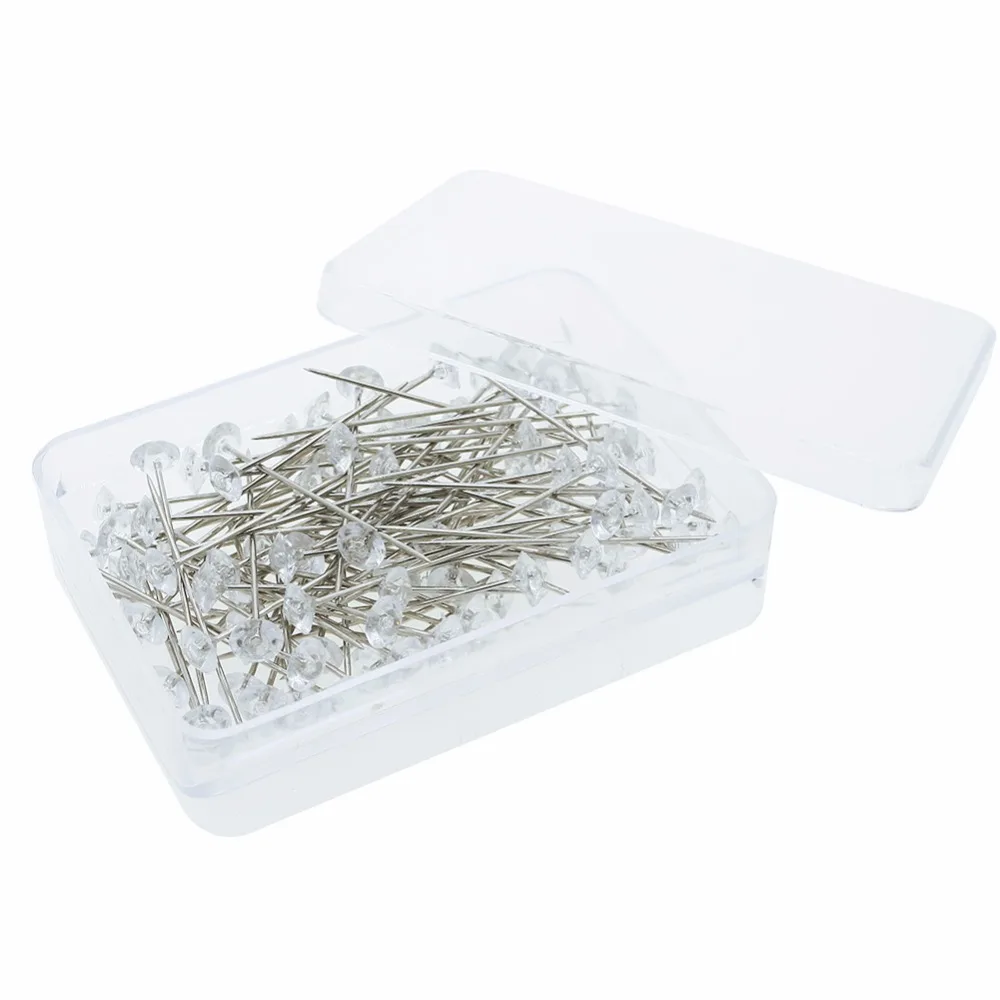 100 шт./компл. Прозрачная Круглая искусственная Бриллиантовая Свадебная булавка