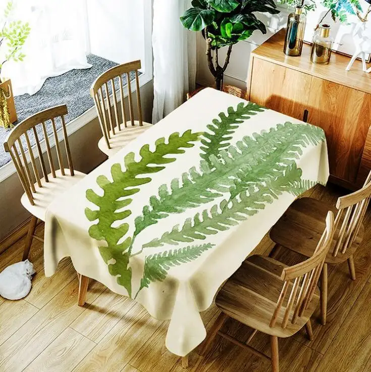 Тропические джунгли Пальмовые Листья зеленый Monstera Хлопок Лен крышка стола