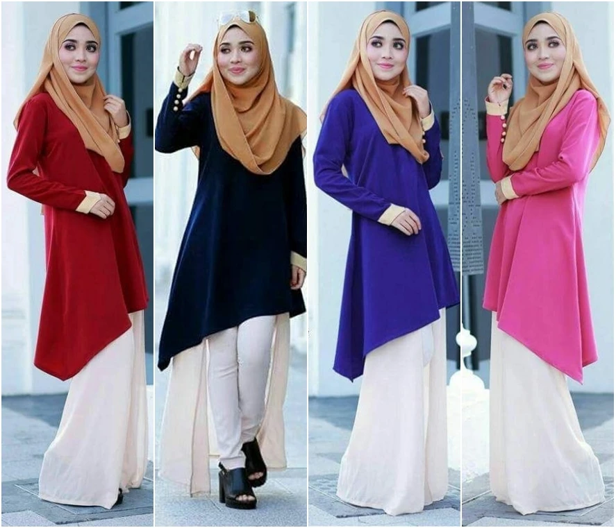 Блузка женская Свободная с длинным рукавом и круглым вырезом|long sleeve muslim blouse|muslim