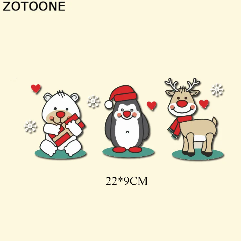 ZOTOONE Merry Christmas пластырь с утюгом на переводе битые Заплатки с изображением пингвинов для одежды футболка аппликация теплопередача Винил детский подарок