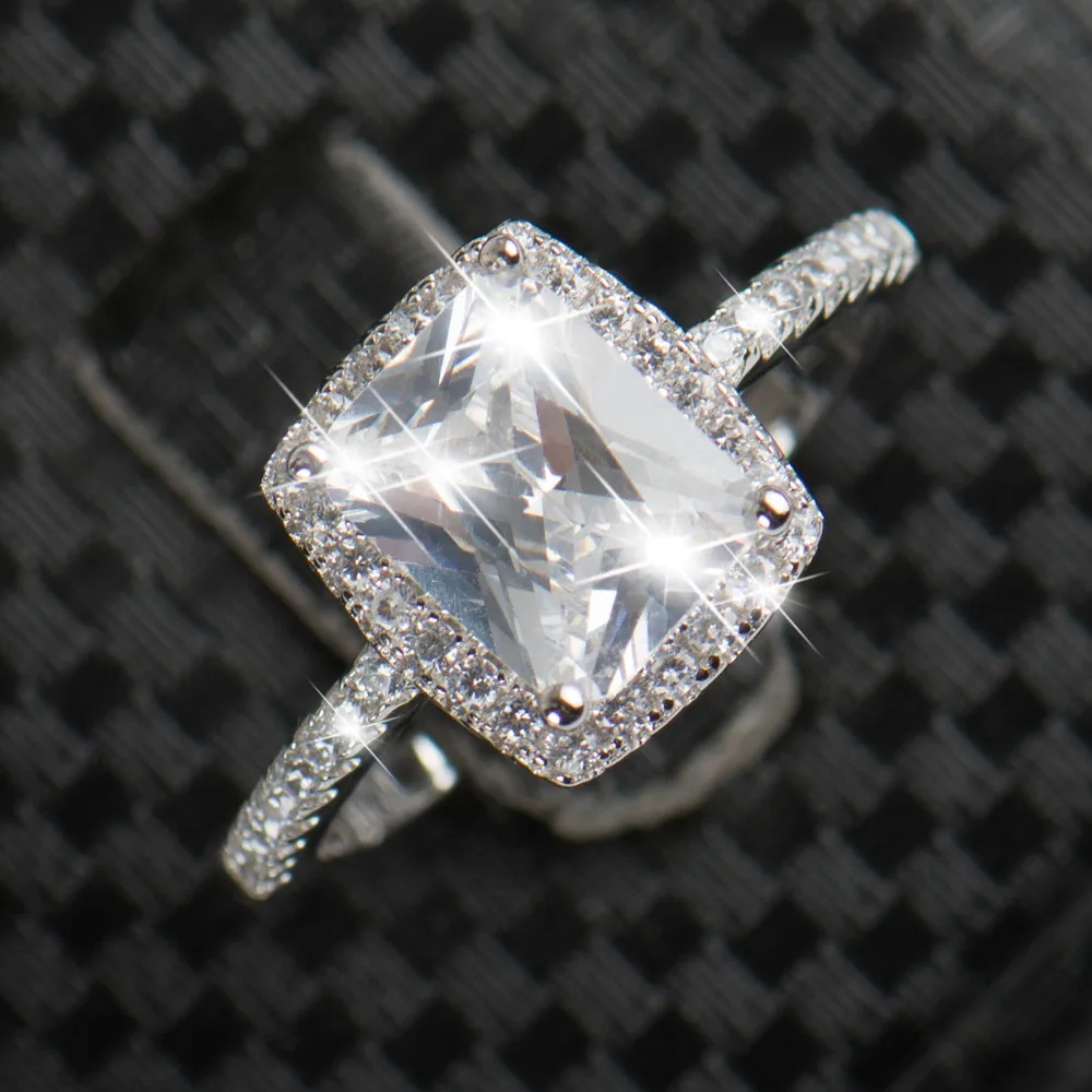 

New Big Promotion 2ct Real Classic Charm Ring Element imitated Zirconia Rings For Women Wholesale Wedding Engagement Jewelry